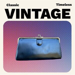 Vintage 1950s mid century Stylemark by Mutterperl black handbag clutch purse